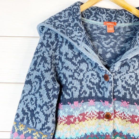 Sundance Copenhagen Wool Fair Isle Coat Size Large - Picture 5 of 8